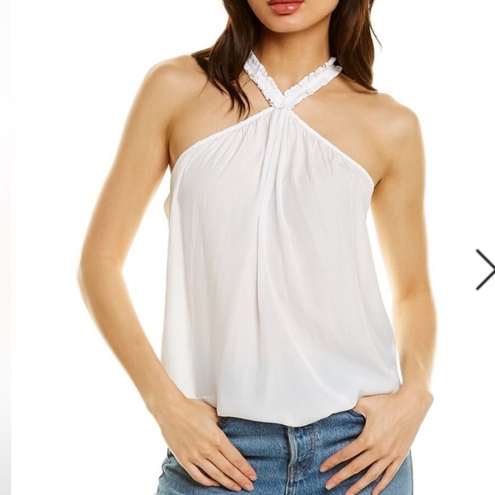 Ramy Brook Serena White Ruffle Tank Halter Top | M